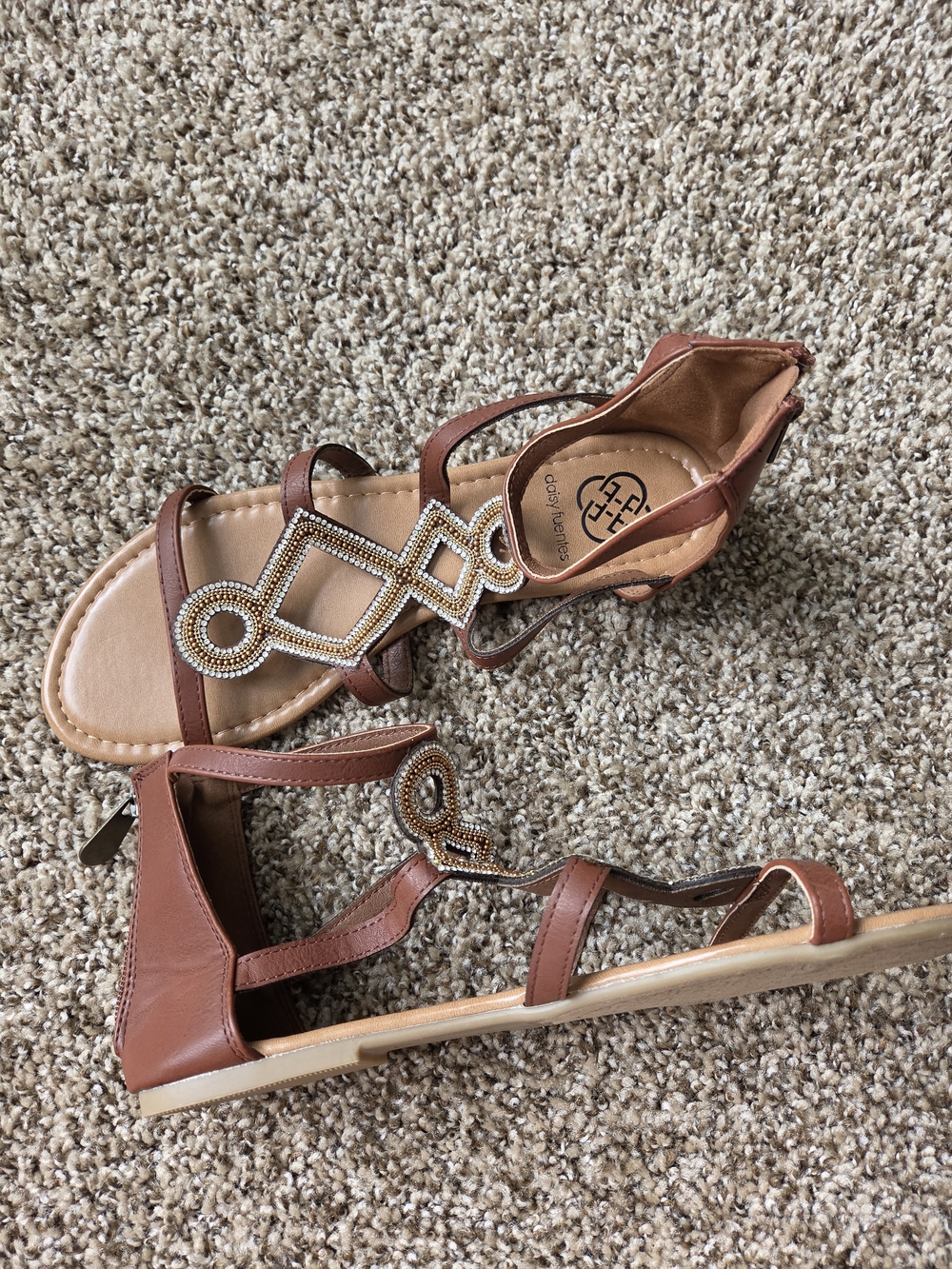 Daisy Fuentes Brown Beaded Sandals